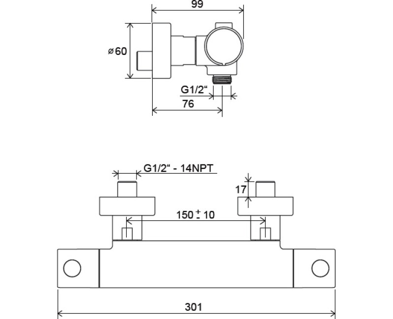 RAVAK PURI PU 033.20/150 Cмеситель для душа