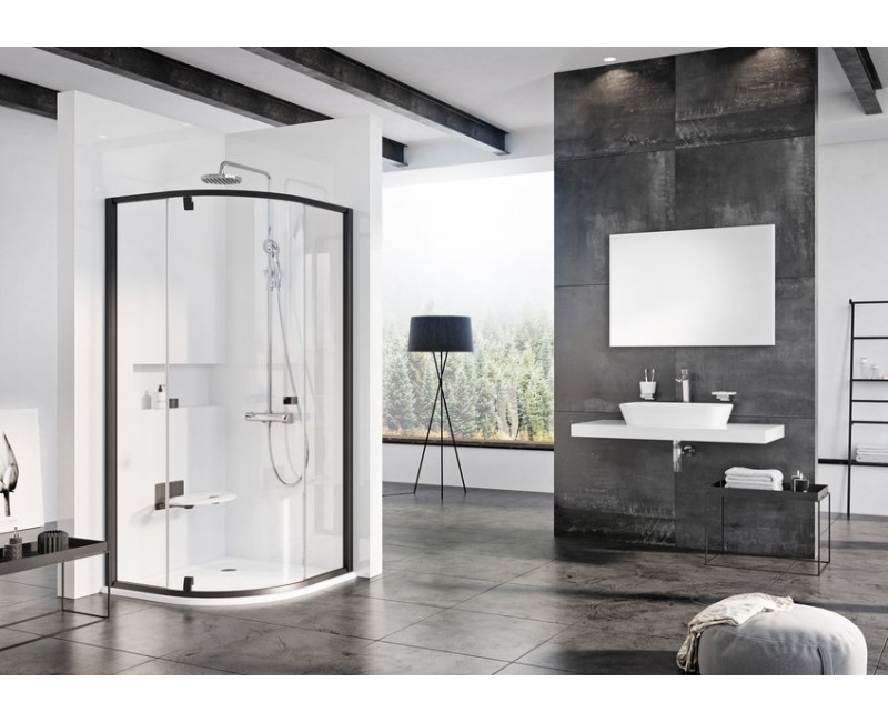 RAVAK Душевой уголок полукруглый PIVOT PSKK3 90x90см, чёрный