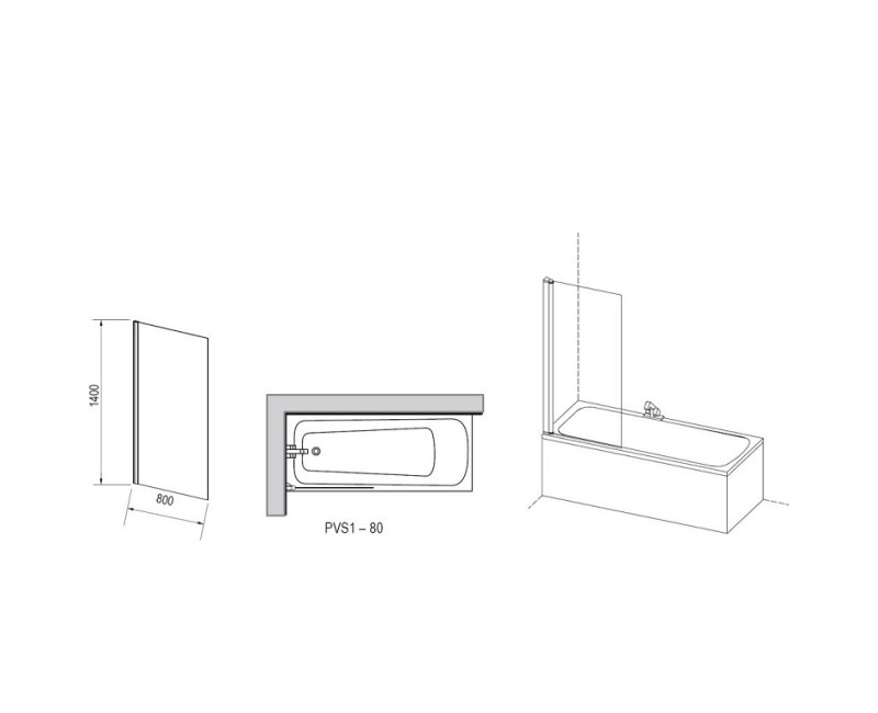 RAVAK Vannu sieniņa PVS1-80
