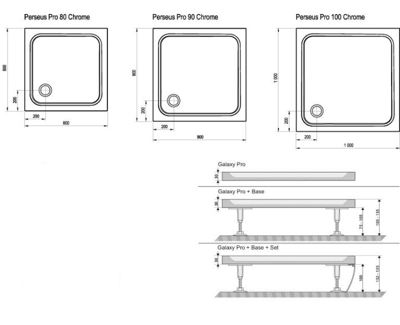 RAVAK Душевой поддон квадратный Perseus Pro Chrome 100x100 cm