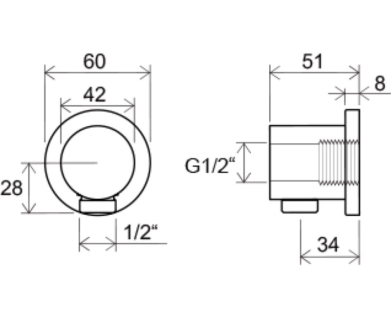 Ravak Dušas izvads no sienas 1/2 x 1/2 āv, hromēts 701.00