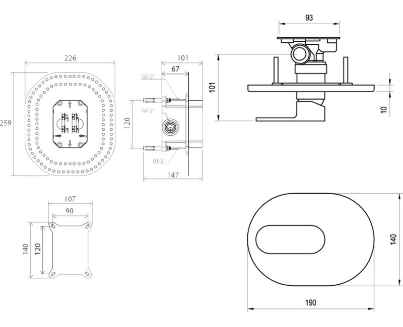 RAVAK Chrome CR 066.00 Панель смесителя для душа, X070057
