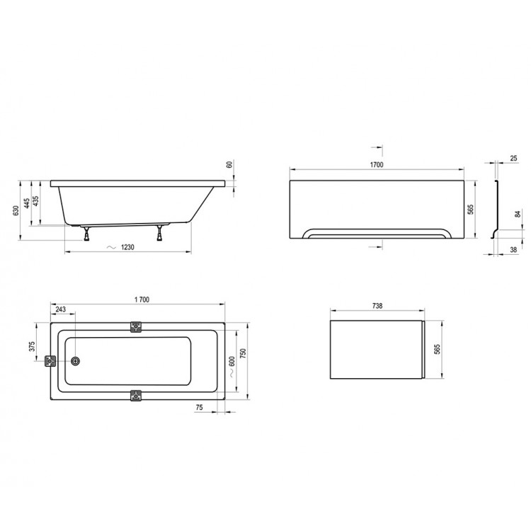 Ravak Vanna 10° 170 x 75 cm, balta Ravak Vanna 10° 170 x 75 cm, balta