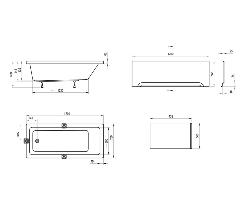 Ravak Vanna 10° 170 x 75 cm, balta