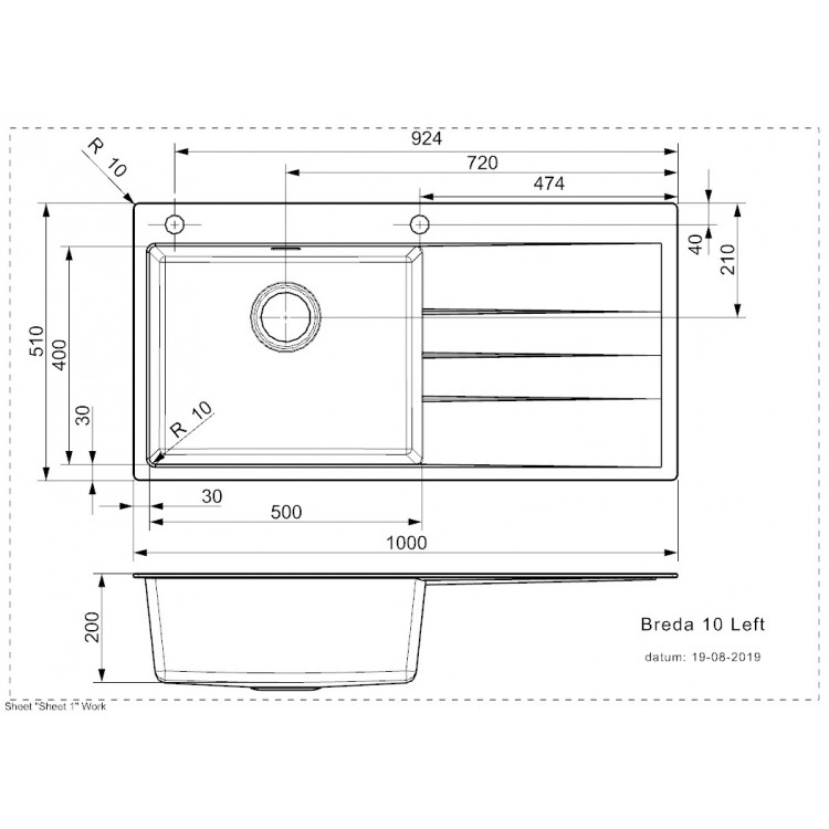 Reginox Breda 10 L Кухонная мойка 100x51см, R33586