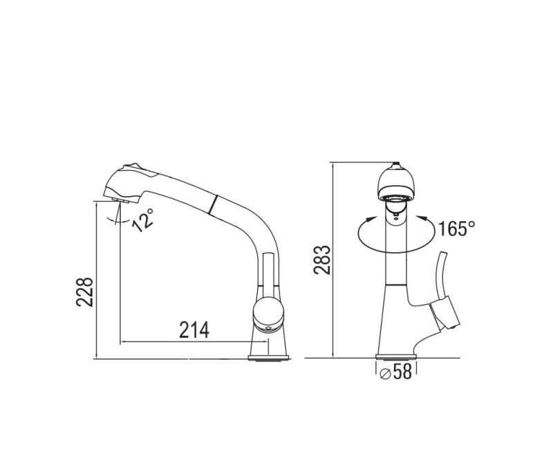 BLUE WATER RETRA Смеситель для кухни с выдвижной лейкой, хром