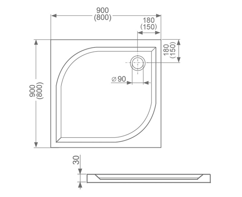 Roltechnik Kvadrātveida dušas paliktnis Aloha-M 80x80cm,8000155