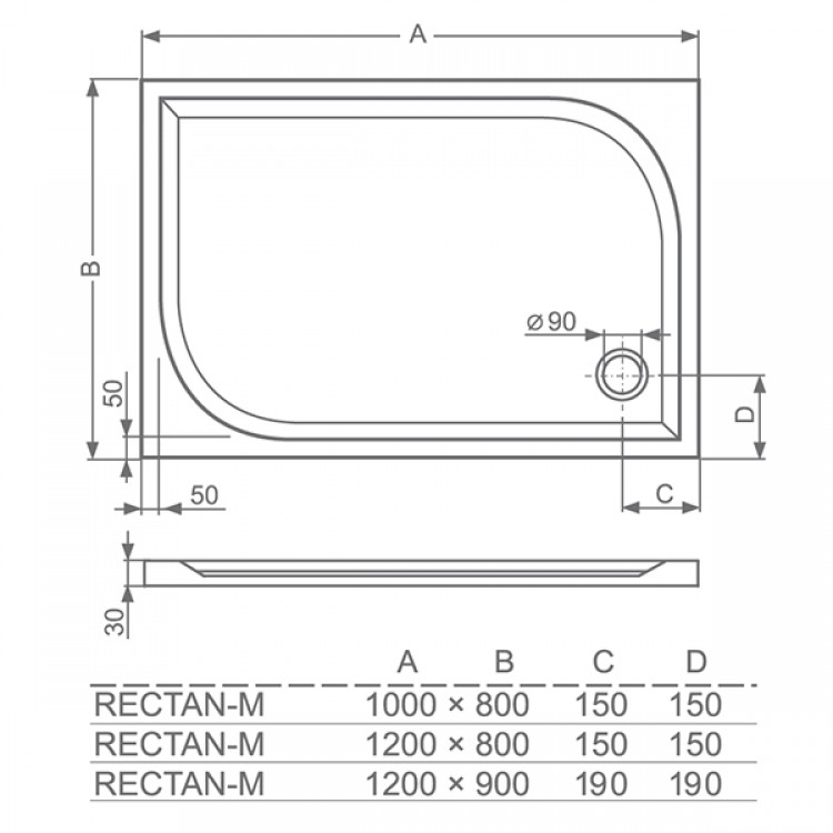 Roltechnik Rectan-M Душевой поддон прямоугольный 120x90cm, 80001