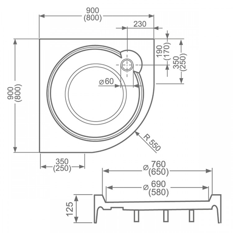 Roltechnik Dušas paliktnis pusapaļš DREAM-P 800x800 Roltechnik Dušas paliktnis pusapaļš DREAM-P 800x800
