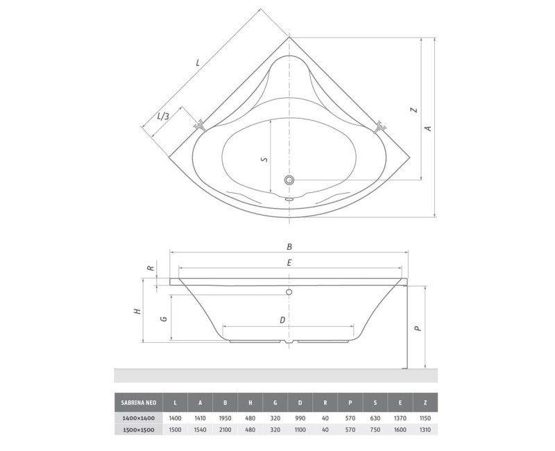 Roltechnik Угловая ванна SABRINA NEO 150x150