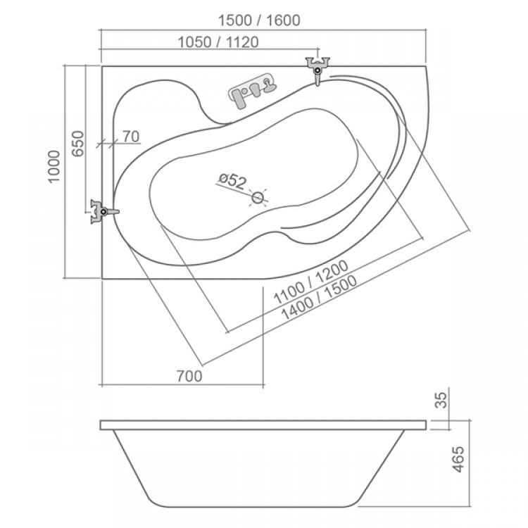 Roth Roltechnik Vanna TULLIP 160x100 cm L/R Roth Roltechnik Vanna TULLIP 160x100 cm L/R