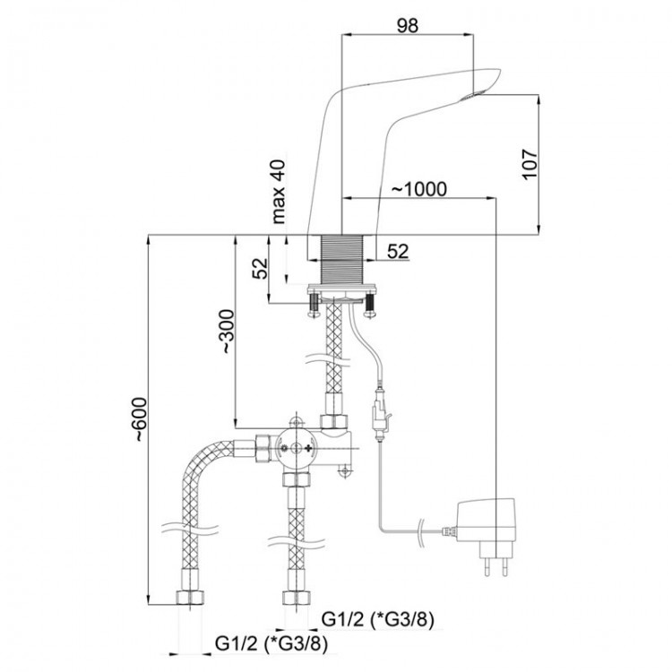Rubineta Ecosens Izlietnes jaucējkrāns 7.5V Rubineta Ecosens Izlietnes jaucējkrāns 7.5V