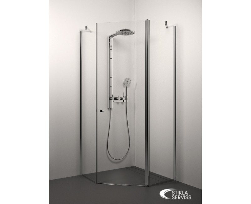Stikla Serviss Dušas stūris piecstūru SIMONA 90x90cm