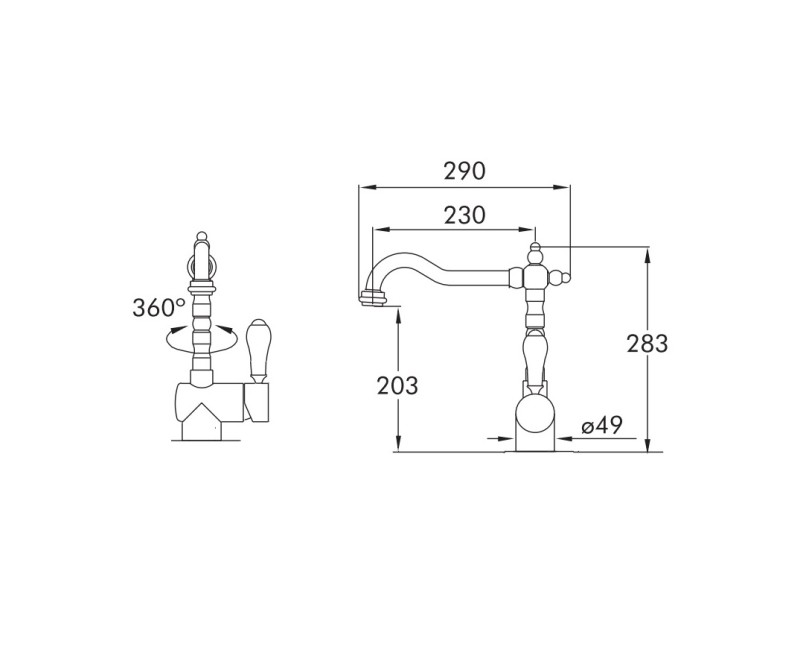 BLUE WATER SYCYLIA Virtuves jaucējkrāns, antīks zelts