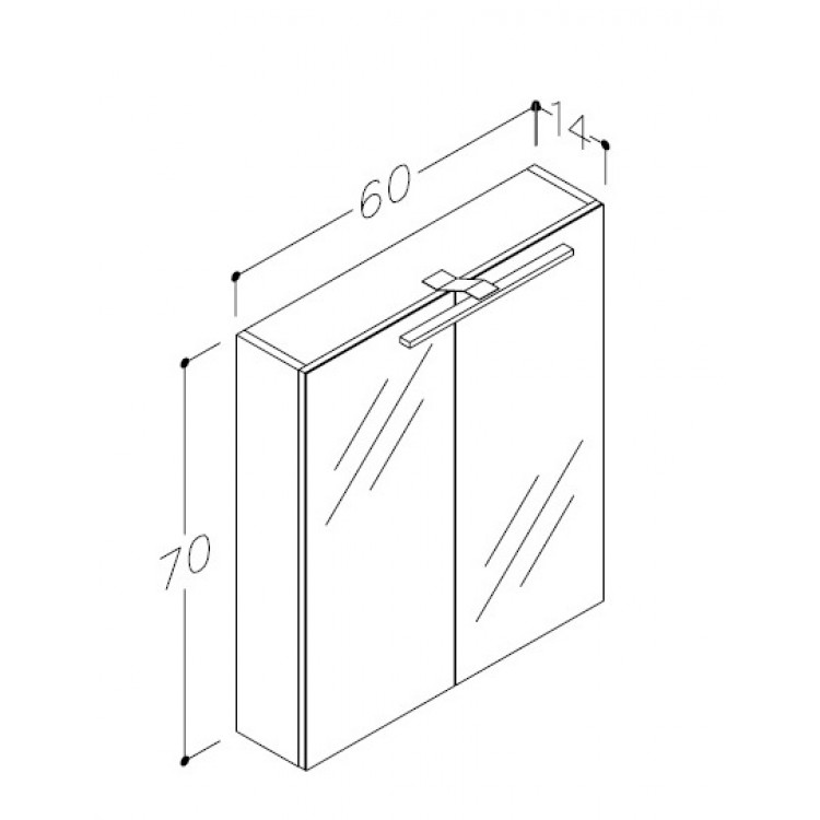 RB SCANDIC Vannas istabas spoguļskapītis, LED, 60 cm 1502303 RB SCANDIC Vannas istabas spoguļskapītis, LED, 60 cm 1502303