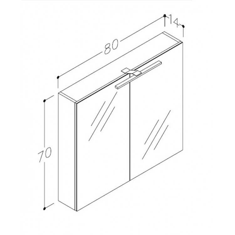 RB MILANO Vannas istabas spoguļskapītis, LED, 80 cm 1902512 RB MILANO Vannas istabas spoguļskapītis, LED, 80 cm 1902512