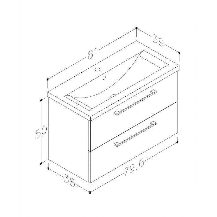 RB SCANDIC Шкафчик с раковиной 80cm, 15112501 RB SCANDIC Шкафчик с раковиной 80cm, 15112501
