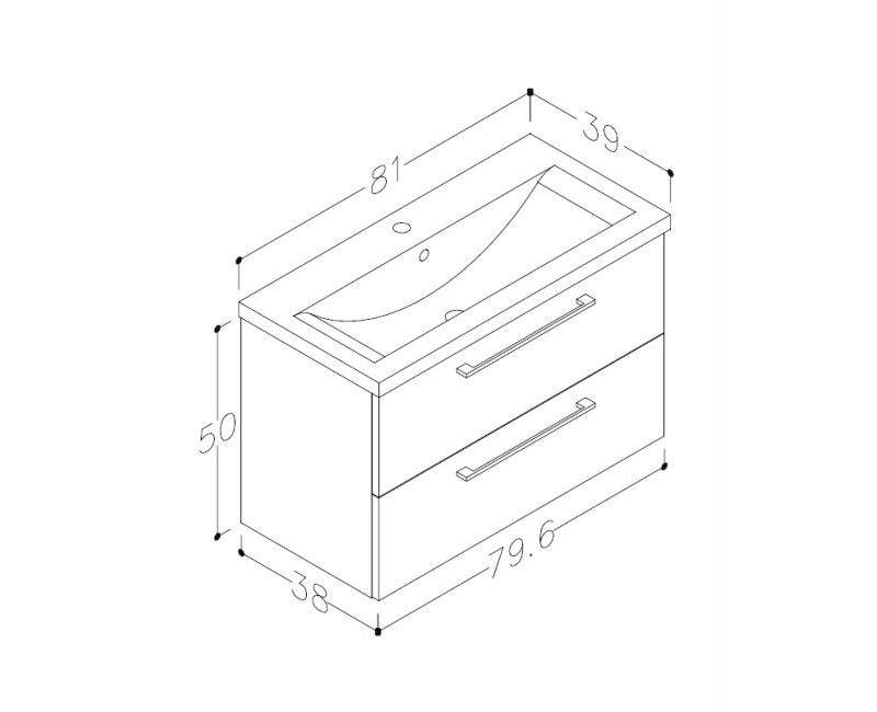 RB SCANDIC Vannas ist. skapītis ar izlietni 80cm, 15112511