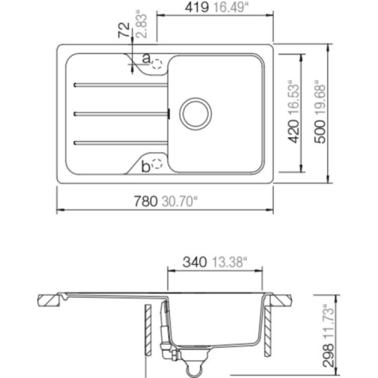 Schock Virtuves izlietne FORMHAUS D-100S 78x50cm, onyx Schock Virtuves izlietne FORMHAUS D-100S 78x50cm, onyx