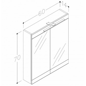 SERENA Retro Vannas istabas spoguļskapītis 60 cm ar LED 1302311