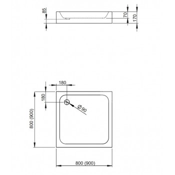 Radaway Душевой поддон квадратный SIROS C Compact 80x80cm