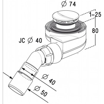 Radaway Сифон для поддонов D50 Turboflow TB50P