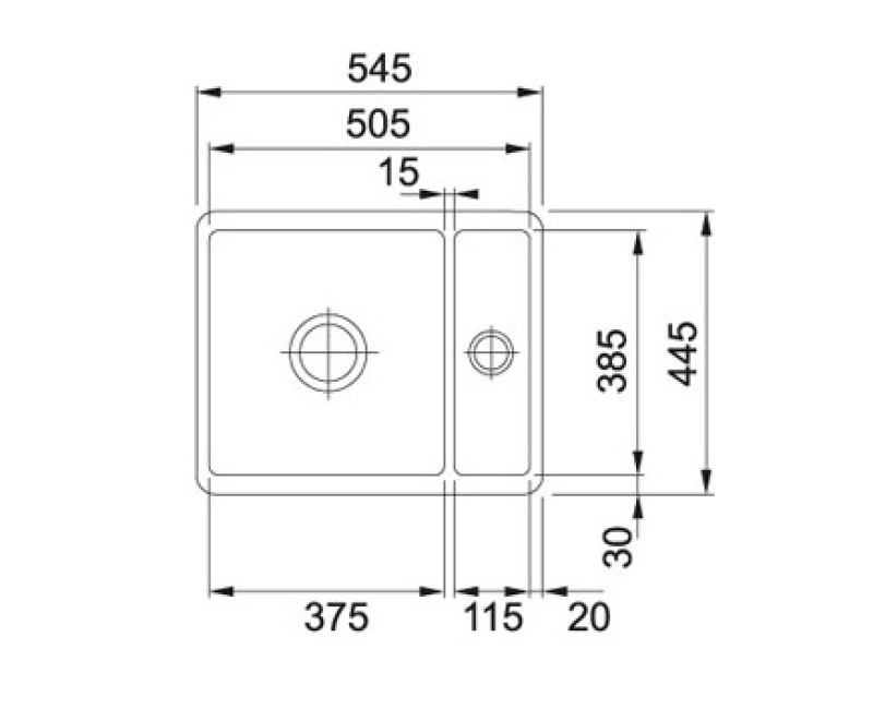 FRANKE Кухонная мойка KUBUS 54.5x44.5 cm, KBK 160, белая 126.0735.188