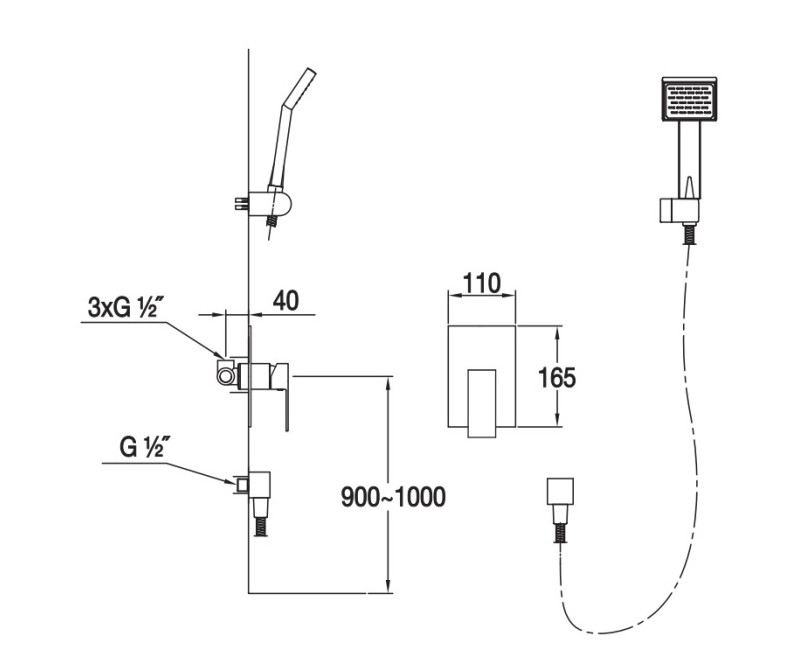 Blue Water Toronto Встраиваемая душевая система, TOR-ZKP.300C