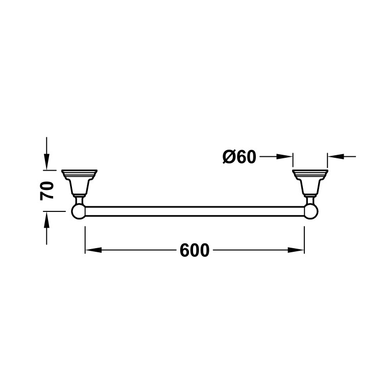 TRES CLASIC Dvieļu turētājs 60cm, 12423603 TRES CLASIC Dvieļu turētājs 60cm, 12423603