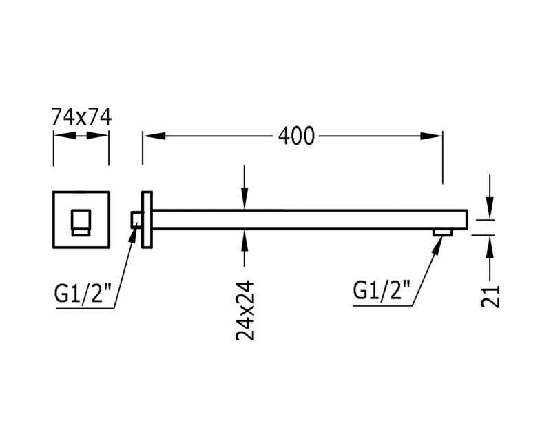TRES Держатель для верхнего душа 40см, 13413940