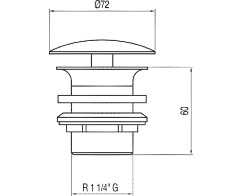 TRES Слив для умывальника 72mm, хром 13424010
