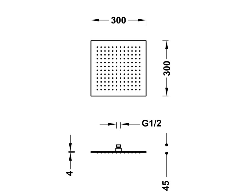 TRES INOX Antilime Верхний душ 30x30см, 134315012OP
