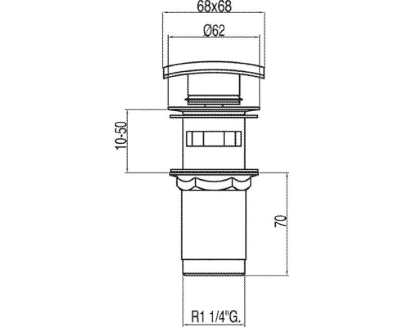 TRES Слив для умывальника ClickClack 68x68mm, хром 13434020