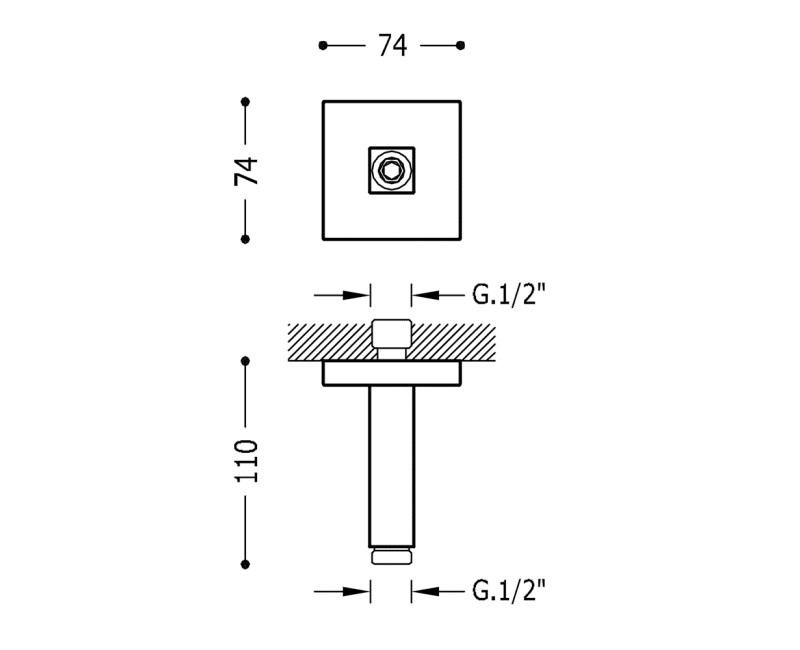 TRES Держатель для верхнего душа 11см, 13452202AC