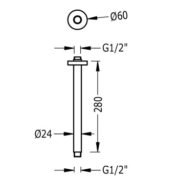 TRES Dušas galvas turētājs 28cm, 13462102AC