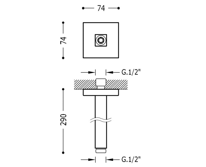 TRES Держатель для верхнего душа 29см, 13462202BM