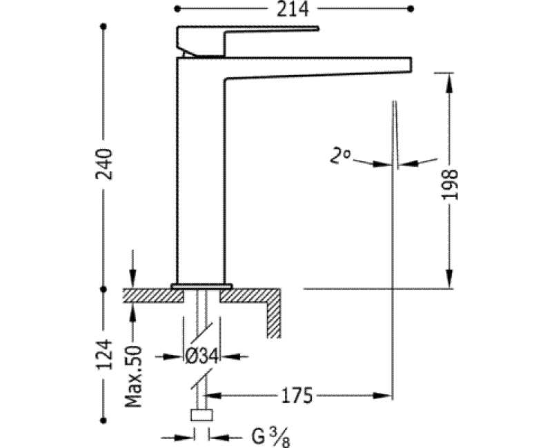 SLIM-TRES Paaugstināts izlietnes jaucējkrāns, hroms 20210303