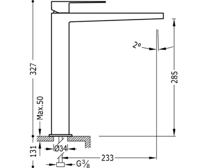 SLIM-TRES Paaugstināts izlietnes jaucējkrāns, hroms 20210305