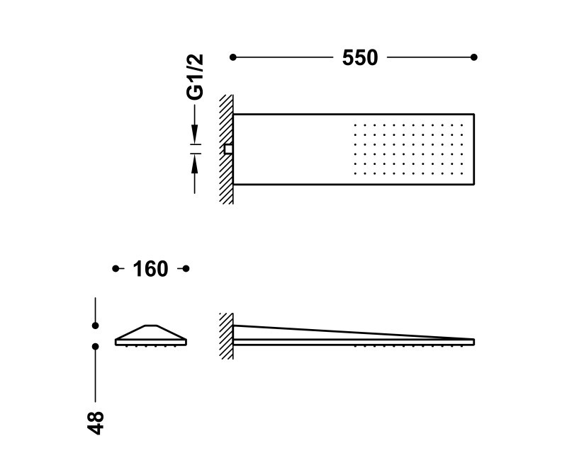 TRES Antilime Верхний душ 16x55см, 29990303NM