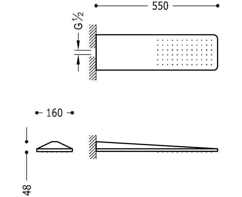 TRES Antilime Верхний душ 16x55см, 29990306NM