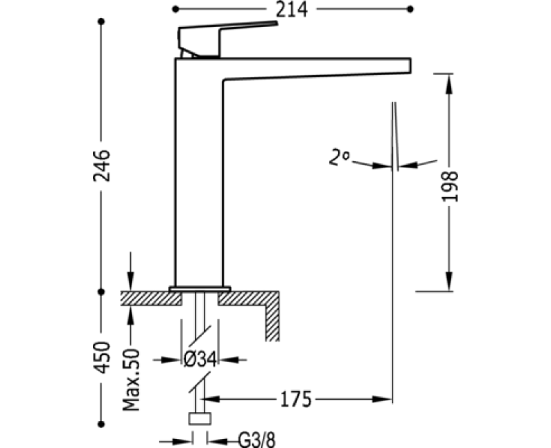 PROJECT-TRES Paaugstināts izlietnes jaucējkrāns, 21120301BM