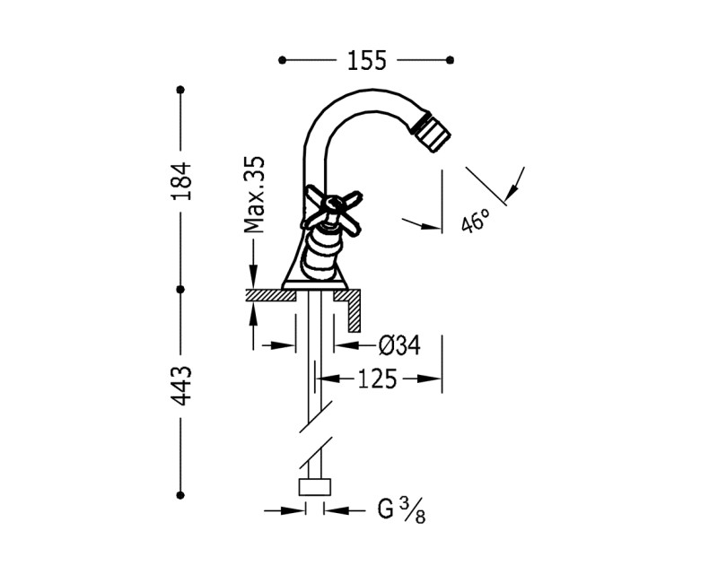 CLASIC-TRES Смеситель для биде, 24212201LM