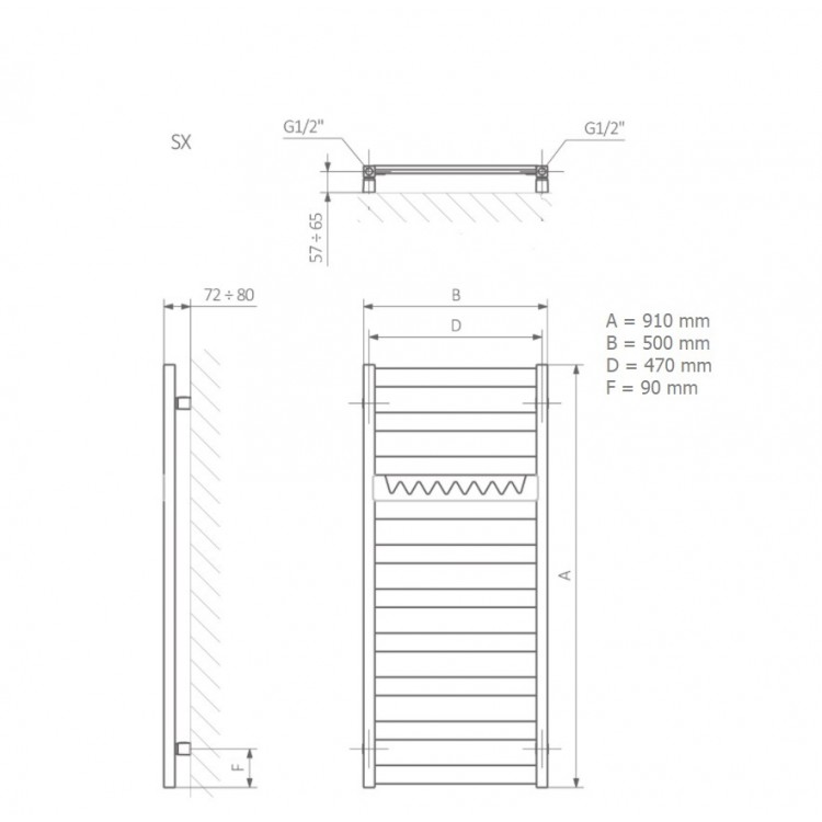 Terma VIVO+KTX4 elektriskais dvieļu žāvētājs 1150x500mm, melns Terma VIVO+KTX4 elektriskais dvieļu žāvētājs 1150x500mm, melns