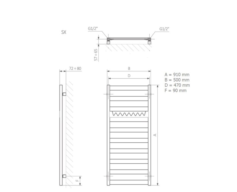 Terma VIVO+KTX4 elektriskais dvieļu žāvētājs 1150x500mm, melns