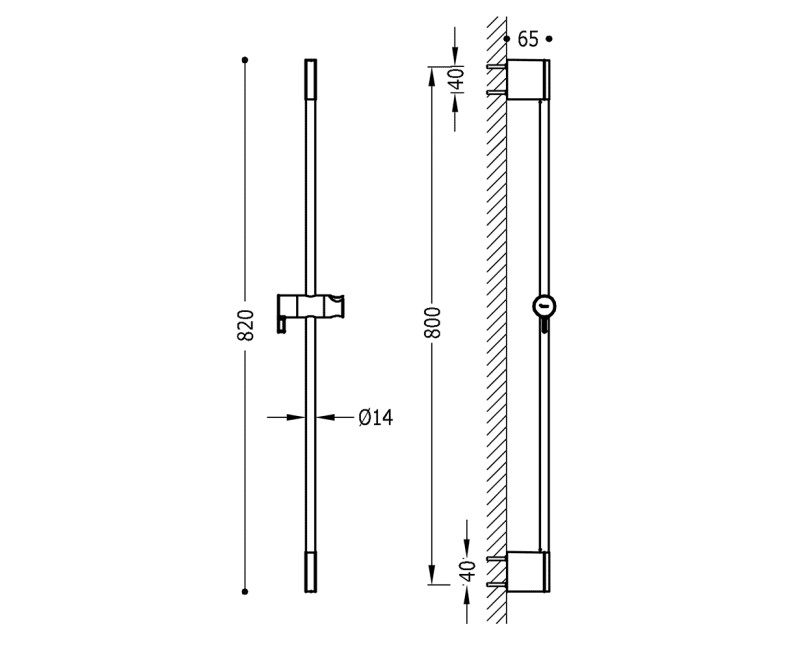 TRES Душевая штанга 800мм, 03463701AC