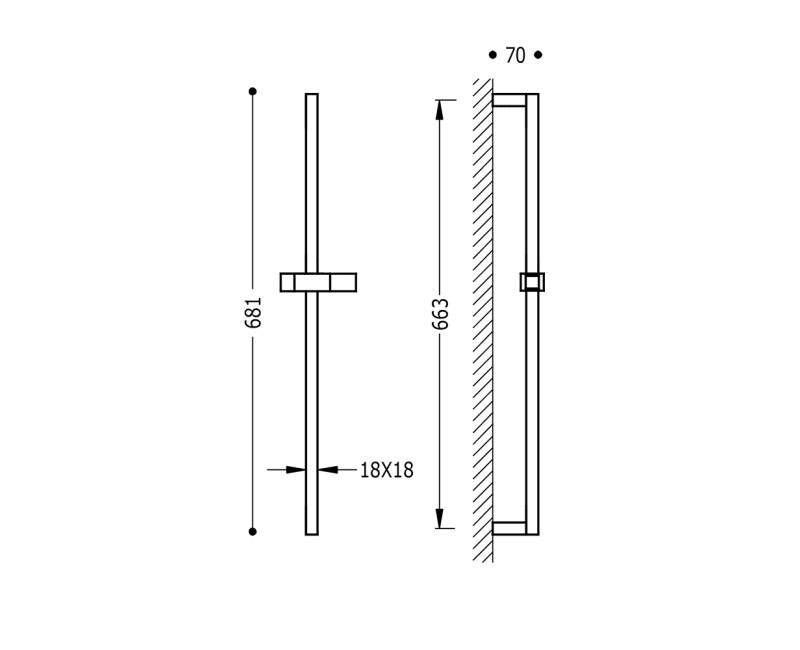 TRES Dušas stienis 663mm, 107922