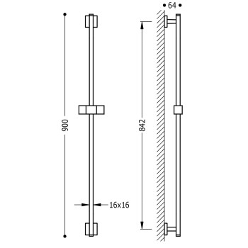 TRES Dušas stienis 842mm, 107935