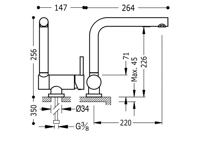 MAX-TRES Смеситель для кухни наклоняемый, 030335AC