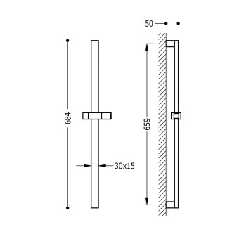 TRES Dušas stienis 659mm, 134516