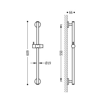TRES Dušas stienis 550mm, 134618